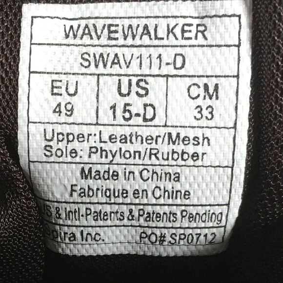 Spira WaveWalker Walking Shoes Mens Size 15 D Brown Leather SWAV111-D